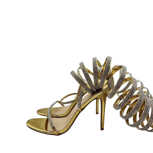 Fashion Nova Women’s Always Undefeated Wrap Up Heels Gold- 9 - Picture 2 of 10